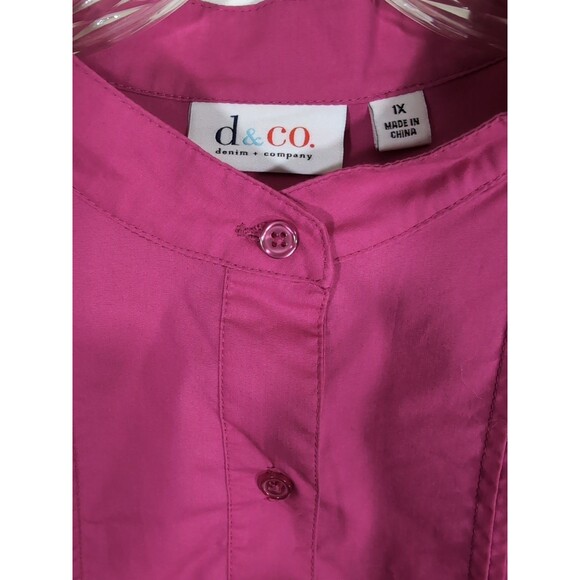 d & co Blouse Long Sleeve Pleaded Detail Hot Pink Size 1X Womans - Picture 3 of 11